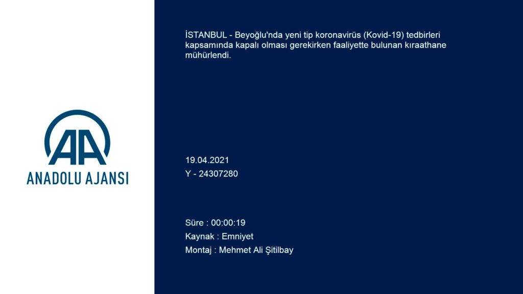 Beyoğlu’nda Kovid-19 tedbirlerine uymayan kıraathane mühürlendi