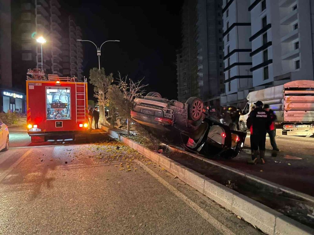 ELAZIĞ – Direksiyon hakimiyetini kaybetti, araç takla attı: 1 yaralı
