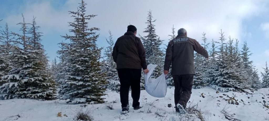 Elazığ’da yaban hayvanları için doğaya yem bırakıldı