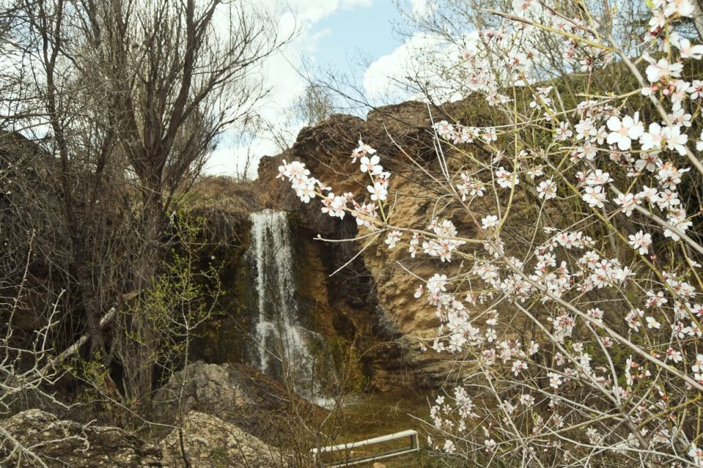 Kuruyan Karaçavuş şelalesi karların erimesiyle coştu