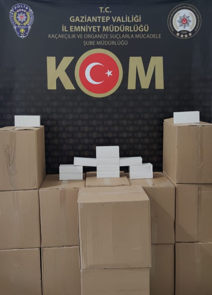 Gaziantep’te 170 bin adet boş makaron ele geçirildi