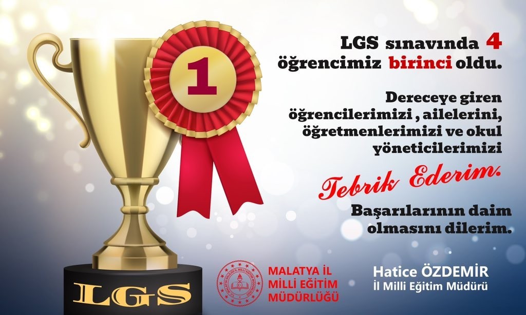 LGS’de Malatya’dan 4 öğrenci birinci