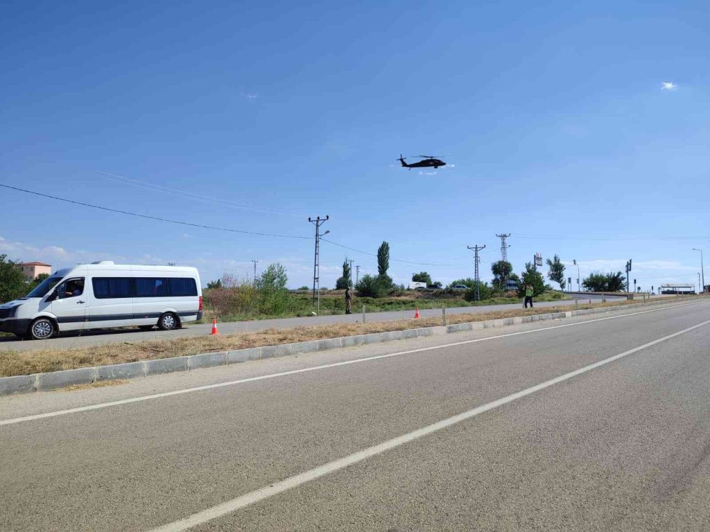 Malatya’da helikopter destekli trafik denetimi