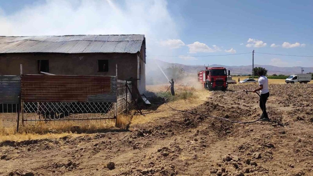 Elazığ’da ahır yangını: 18 büyükbaş kurtarıldı, 30 ton saman yandı