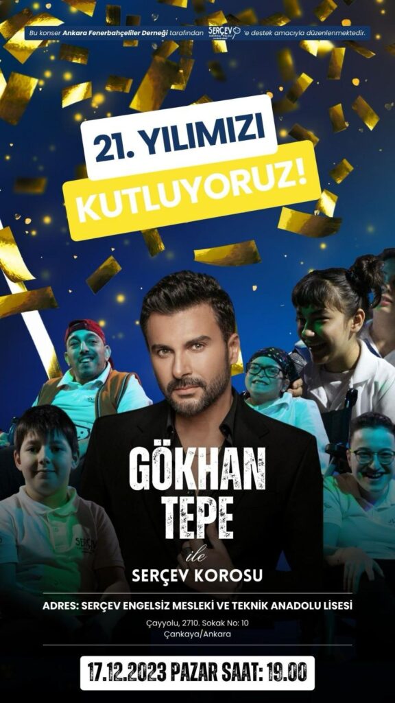 Gökhan Tepe, SERÇEV korosu ile birlikte söyleyecek SERÇEV koromuza her hafta verdiğiniz destek için de hepinize ayrı ayrı teşekkür ediyorum ????. 17-12-2023 Pazar saat 19.00